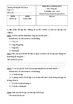 Đề thi học kì 2 môn Tiếng Việt lớp 4 trường Tiểu học Nguyễn Tất Thành năm 2017 - 2018