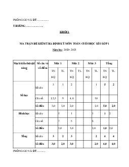 Đề thi học kì 1 môn Toán lớp 1 Cánh Diều theo Thông tư 27 - Đề 2