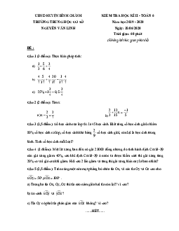 Đề kiểm tra học kỳ 2 Toán 6 năm 2019 – 2020 trường THCS Nguyễn Văn Linh – TP HCM