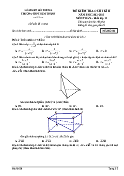 Đề cuối kì 2 Toán 11 năm 2022 – 2023 trường THPT Kim Thành – Hải Dương