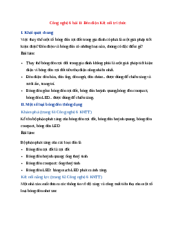 Công nghệ 6 bài 11 Đèn điện Kết nối tri thức