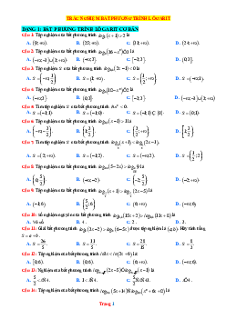 TOP 50 câu trắc nghiệm bất phương trình lôgarit