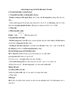 Giải bài tập trang 160 SGK Hóa lớp 9: Protein