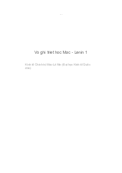 Vở ghi triết học Mac - Lenin 1| Đại học Kinh Tế Quốc Dân