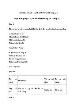 Soạn bài Luyện từ và câu: Danh từ - Tiếng Việt 4 Chân trời sáng tạo