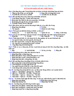 Trắc nghiệm Địa 12 bài 7 có đáp án: Đất Nước nhiều đồi núi (tiếp theo)