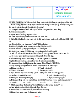Đề cương giữa HK1 Lịch sử 9 năm 2022-2023 (có đáp án)