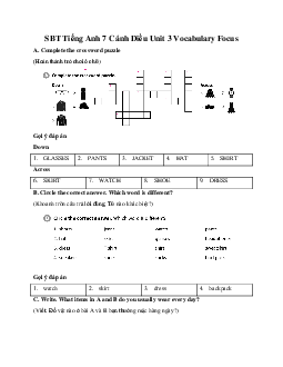 SBT Tiếng Anh 7 Cánh Diều Unit 3 Vocabulary Focus