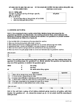 Kỳ thi chọn đội tuyển thi học sinh giỏi quốc gia môn Tiếng Anh năm học 2017-2018 tỉnh Lào Cai