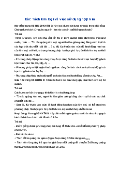 Giải Khoa học tự nhiên 9 Kết nối tri thức Bài 20: Tách kim loại và việc sử dụng hợp kim