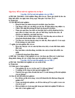 Văn mẫu lớp 6 Kết nối tri thức bài Lập dàn ý Kể lại một trải nghiệm của em