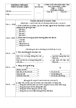 Đề thi Khoa học lớp 4 kì 2 năm 2021