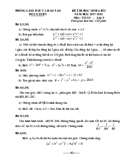 Đề HSG Toán 8 năm 2017 – 2018 phòng GD&ĐT Duy Xuyên – Quảng Nam