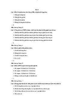 Bộ đề cương số 33 với câu hỏi trắc nghiệm ôn tập môn Quản lý danh mục đầu tư có đáp án và dẫn nguồn