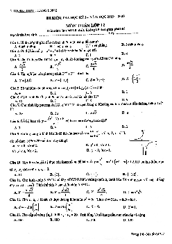 Đề kiểm tra học kỳ 1 Toán 12 năm 2019 – 2020 trường Thăng Long – Hà Nội