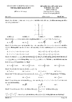 Đề giữa kì 2 Toán 12 năm 2023 – 2024 trường THPT Ngô Sĩ Liên – Bắc Giang