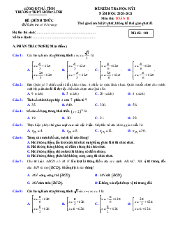 Đề thi cuối kỳ 1 Toán 11 năm 2020 – 2021 trường THPT Hồng Lĩnh – Hà Tĩnh