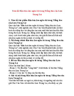 Tóm tắt Bản hòa âm ngôn từ trong Tiếng thu của Lưu Trọng Lư Ngữ Văn 10 sách Kết Nối Tri Thức