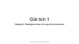 Chương 10: Phương trình tham số và tọa độ cực (tiếp theo) môn Giải tích 1 | Trường Đại học Công nghệ, Đại học Quốc gia Hà Nội