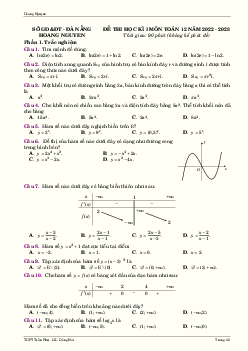 Đề kiểm tra cuối học kì 1 Toán 12 năm 2022 – 2023 sở GD&ĐT Đà Nẵng