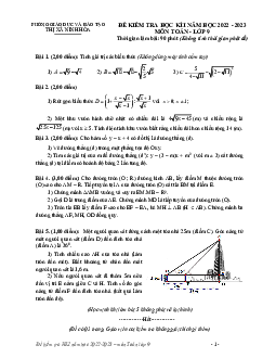 Đề học kì 1 Toán 9 năm 2022 – 2023 phòng GD&ĐT Ninh Hòa – Khánh Hòa