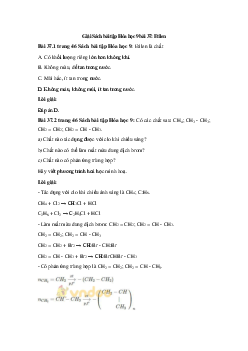 Giải Sách bài tập Hóa học 9 bài 37: Etilen