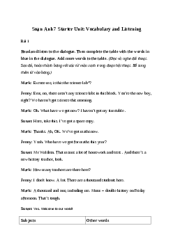 Giải Tiếng Anh 7 Starter Unit: Vocabulary and Listening | Friends Plus