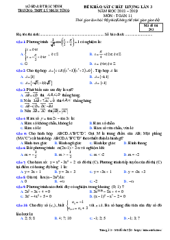 Đề khảo sát Toán 11 lần 3 năm 2018 – 2019 trường Lý Nhân Tông – Bắc Ninh