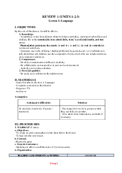 Giáo án Tiếng Anh 8 Global success Review 1 (Units 1-2-3)