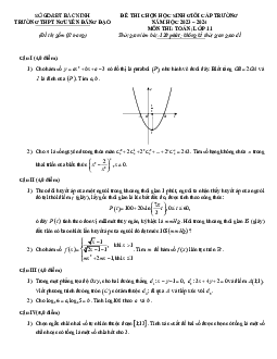 Đề thi học sinh giỏi Toán 11 năm 2023 – 2024 trường THPT Nguyễn Đăng Đạo – Bắc Ninh