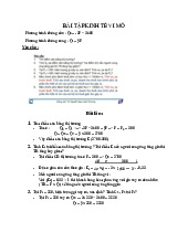 Bài tập phân tích điểm cân bằng thị trường | Môn Kinh tế vi mô - Trường Đại học Kinh tế, Đại học Huế