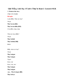 Giải Tiếng Anh lớp 1 Unit 4: They’re bears! - Lesson 6 SGK | Family & Friends