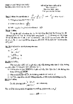 Đề kiểm tra giữa kì 2 Toán 9 năm 2020 – 2021 trường Nam Trung Yên – Hà Nội