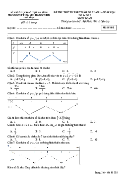 Đề thi thử Toán tốt nghiệp THPT 2022 lần 1 trường Nguyễn Trung Thiên – Hà Tĩnh