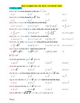 TOP 45 Câu trắc nghiệm Toán 11 về luỹ thừa với số mũ thực