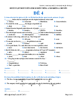 Đề luyện tập thi chuyên Tiếng Anh số 4
