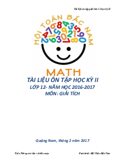 Tài liệu ôn thi Giải tích 12 học kỳ 2 – Trần Thông