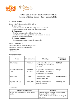 Giáo án Tiếng Anh 8 Unit 2: Life in the countryside | Global Success