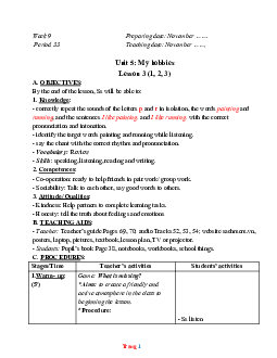 Giáo án Tiếng Anh 3 global success tuần 9