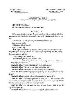 Đề thi học kì 1 môn Ngữ văn 8 năm 2023 - 2024 sách Chân trời sáng tạo - Đề 2