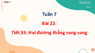 Bài giảng điện tử môn Toán 4 | Toán 4-Tuần 7, Bài 22. Tiết 33-  Hai  đường thẳng song song | Cánh diều