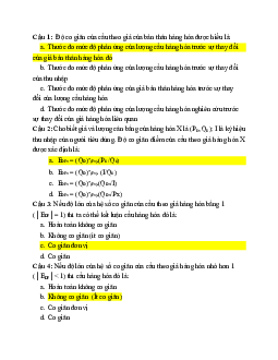 Trắc nghiệm ôn tậpchương 3 Kinh tế  vi mô có đáp án