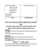 Báo cáo thí nghiệm hóa lí dược: Xác định hằng số tốc độ | Đại Học Y Dược Huế