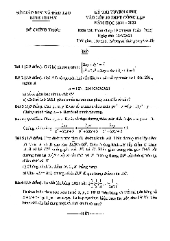 Đề tuyển sinh lớp 10 môn Toán (chuyên) năm 2021 – 2022 sở GD&ĐT Bình Thuận