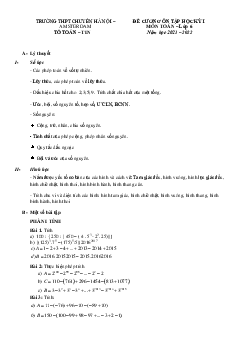 Đề cương ôn tập học kỳ 1 Toán 6 năm 2021 – 2022 trường chuyên Hà Nội – Amsterdam