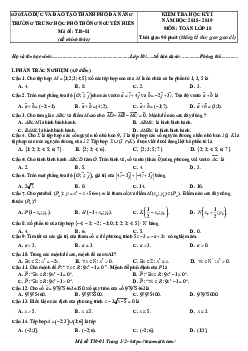 Đề thi HK1 Toán 10 năm học 2018 – 2019 trường THPT Nguyễn Hiền – Đà Nẵng