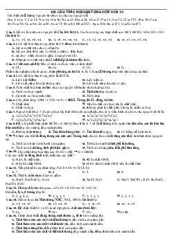 Top 400 câu trắc nghiệm môn hoá lớp 10 - Kết Nối Tri Thức