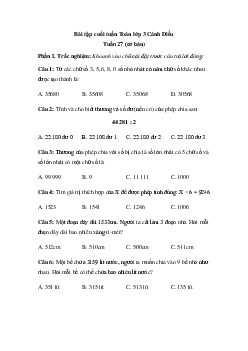 Phiếu bài tập cuối tuần Toán lớp 3 - Tuần 27 ( Cơ bản ) |  Cánh Diều