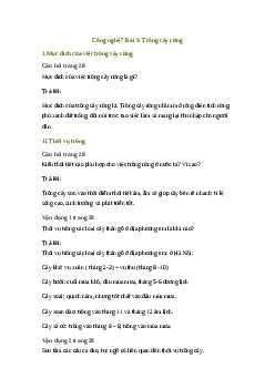 Giải Công nghệ 7 Bài 5: Trồng cây rừng | Cánh diều