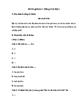 Đề thi giữa kì 1 Tiếng Việt lớp 1